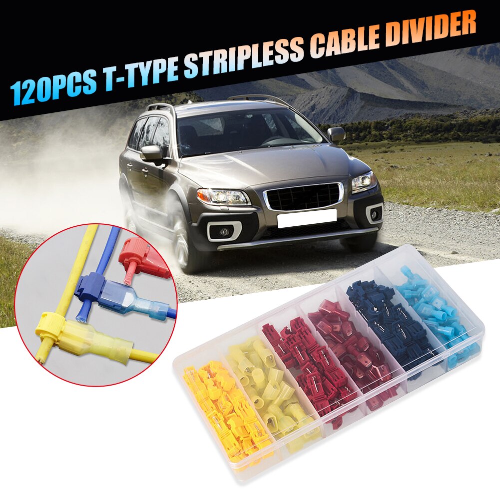 60 Pairs Assorted T-Tap Wire Connectors Quick Slide Disconnect Self Stripping Electrical Wire Terminals