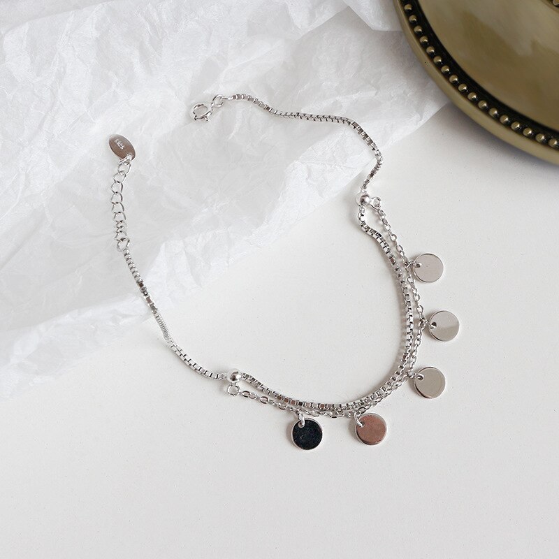 S'STEEL 925 Sterling Silver Anklets For Women Geometry Anklet Foot Acessorios Handmade Tornozeleira Feminina Leg Fine Jewelry