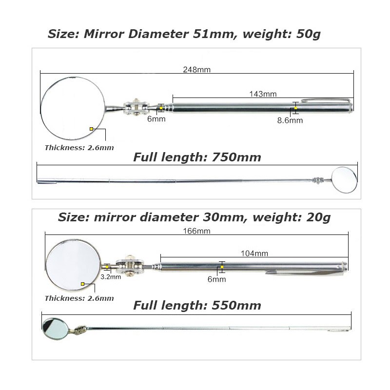 Auto Car Maintenance Inspection Mirror Foldable Telescopic Reflector Welding Chassis Inspection Mirror Car Auto Inspection Tool