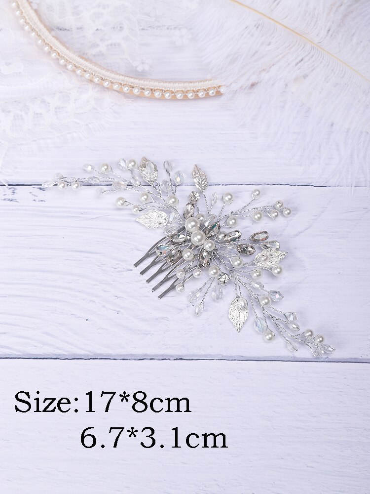 Peigne à cheveux en cristal perle argent, accessoires de mariée, ornements de cheveux pour future mariée, couvre-chef, fête de bal, accessoires de mariage pour femmes