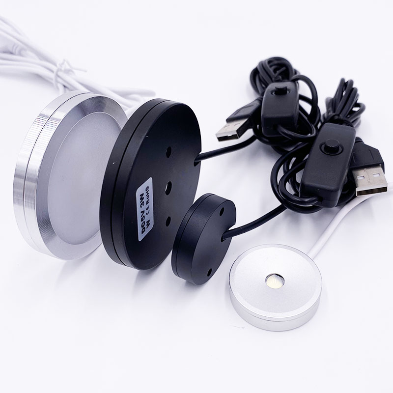 Mini projecteur LED USB 5V, montage en Surface ronde, vitrine, petite lumière de plafond, usage domestique avec interrupteur