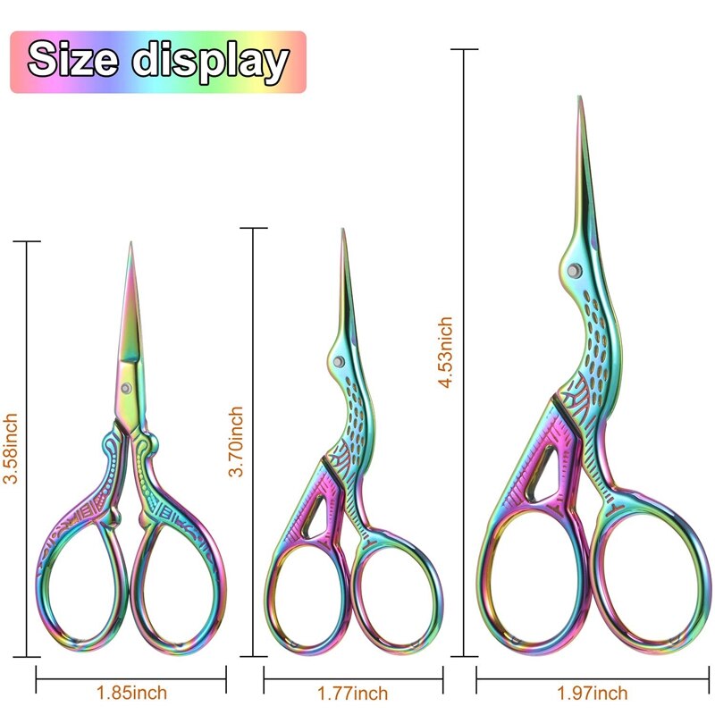 3Pcs Stork Scissors Stainless Steel Crane Sewing Scissors Embroidery Scissors Tailor Scissors Dressmaker Shears