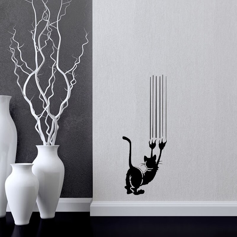 Nette katze wand aufkleber Tür/Wand dekoration wohnzimmer hintergrund wandbild kunst decals abnehmbare kitty lustige aufkleber