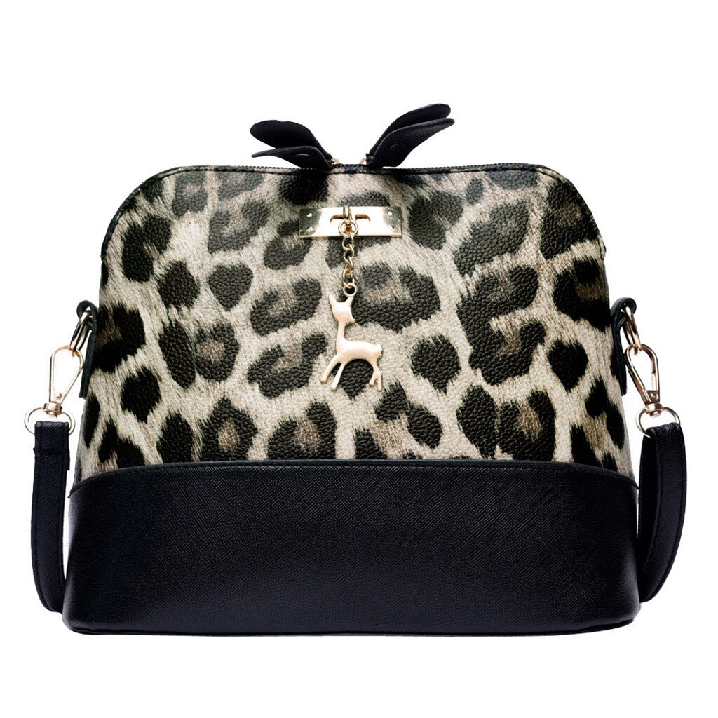 Bolso cruzado con estampado de leopardo para mujer, bandolera colgante de cervatillo, bandolera de concha, bandolera,