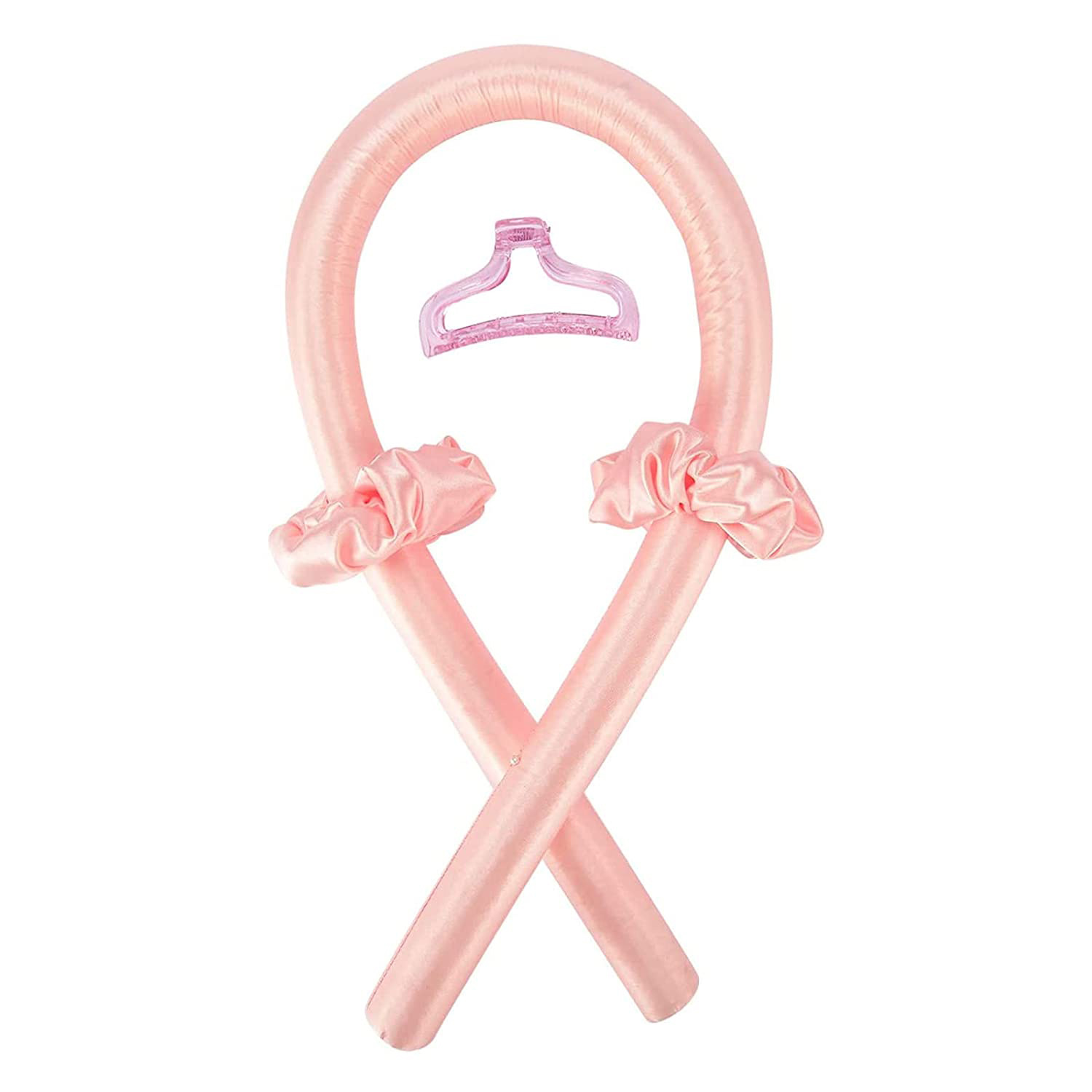 Ruban pour boucler les cheveux sans chaleur, rouleau pour cheveux, ruban pour boucler les cheveux: Pink with Clip