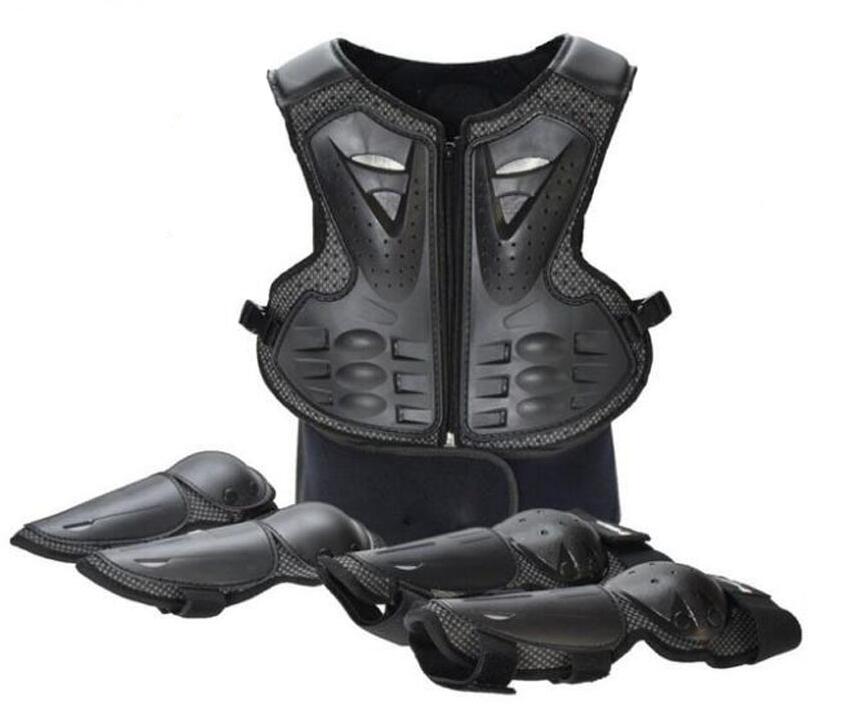 Armadura protectora de cuerpo completo para niños y jóvenes, para Motocross de 0,85-1,4 M de altura, protección para rodillas y coderas: Black / S(1.3-1.5M)