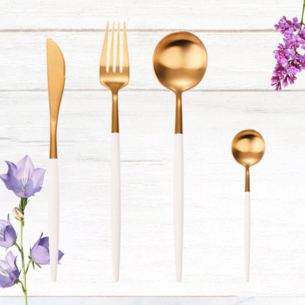 Stainless Steel Flatware Set Stainless Steel Cutter Fork Western Food Flatware (Black)