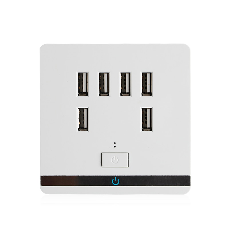 3.4A 6 Port USB Wall Charger Outlet Power Receptacle Socket Plate Panel Switch AC 110-220V Sockets1##