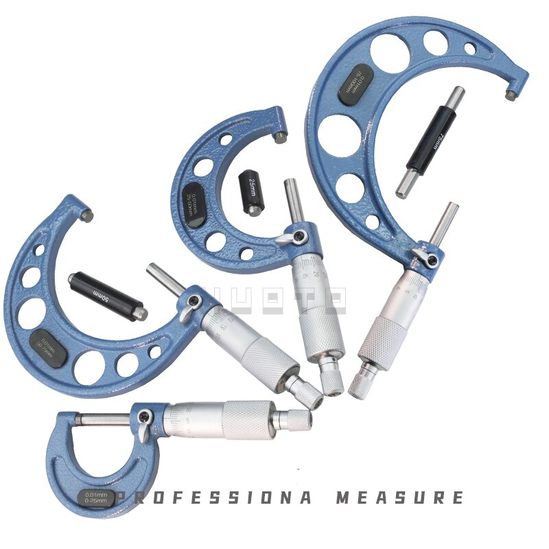 0-100 Mm 4 Stuks Buiten Micrometer 0-25 Mm/25-50 Mm/50- 75 Mm/75-100 Mm Metric Gauge Schuifmaat Dikte Meetinstrumenten