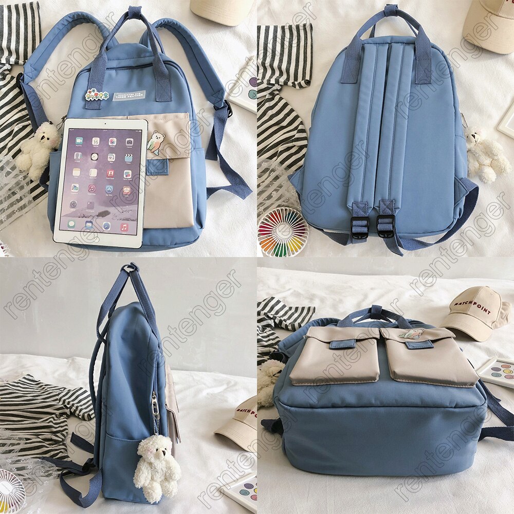 Mädchen Hochschule Schüler Nette Rucksack Harajuku Buch Schule Tasche Abzeichen Dame Kawaii Rucksack Wasserdicht Nylon Frauen Tasche Weibliche