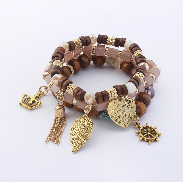 Gedicht Sneeuw Liefdevolle Leaf Multi-Layer Bead Armband: NO 3