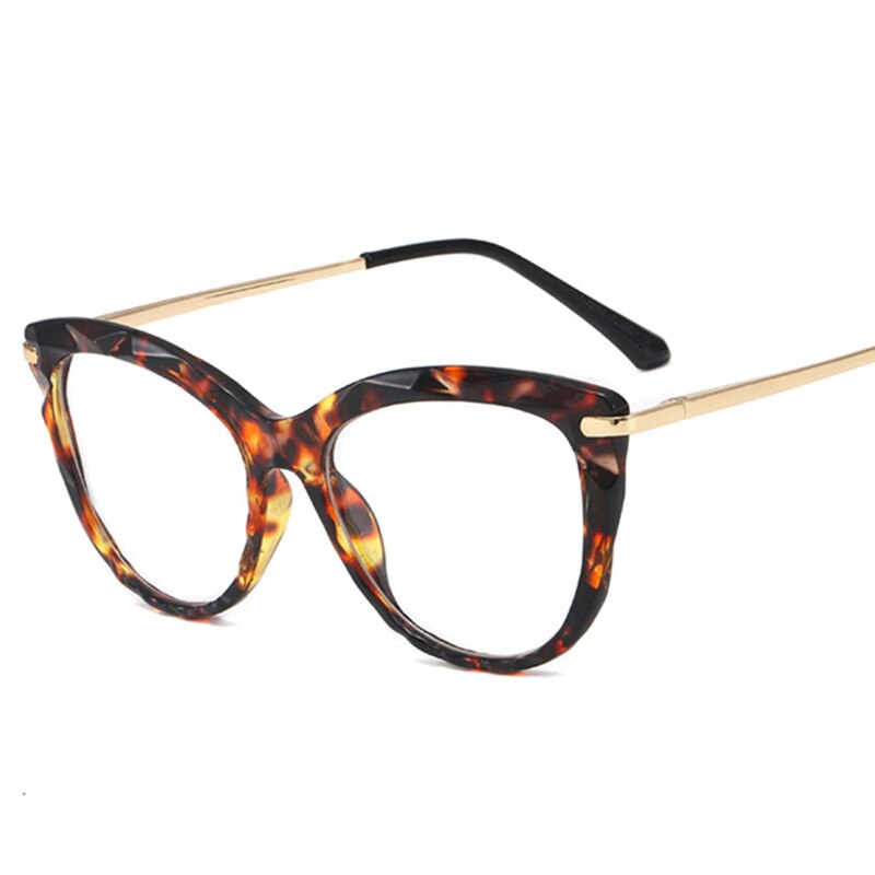 LNFCXI TR90 Women's Transparent Glasses Frames Metal Spring Leg Female Crystal Multi Section Eyeglasses Frames Oculos: C7 Leopard
