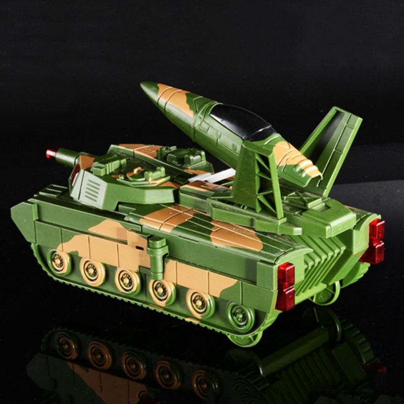 Tanque de avión de deformación eléctrica 2 en 1 transformación de luz LED de voz 63HE