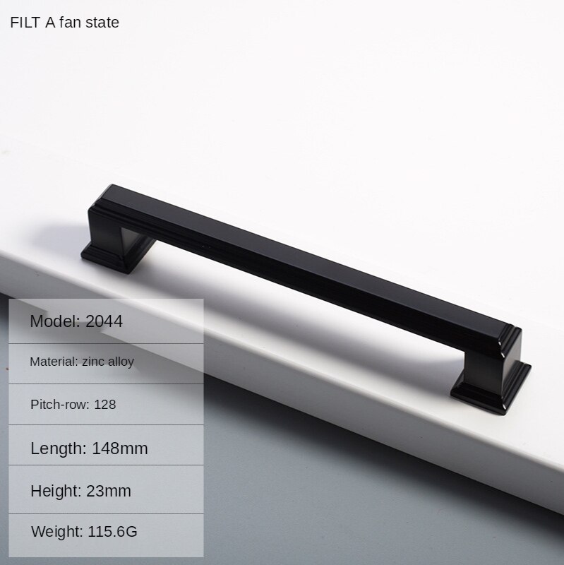 Cabinet Handles Modern Cabinet Handle Square Furniture Hardware Stainless Steel Kitchen Door Knob Cupboard Wardrobe Drawer Pulls: 128-Dumb black