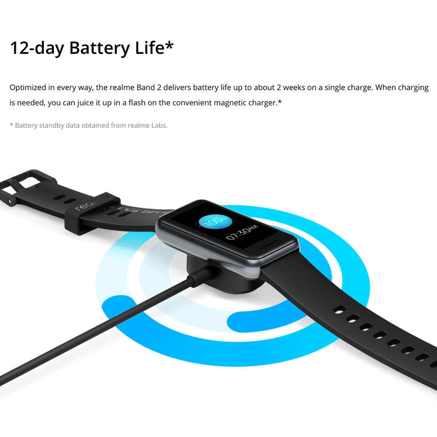 Realme – Bracelet connecté Band 2, Version globale, moniteur SpO2, moniteur de fréquence cardiaque, étanche ATM, 1.4