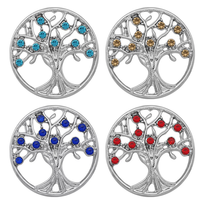 KZ1454 colorful rhinestone Hollow Life tree 20mm snap buttons for 18mm snap bracelet snap jewelry