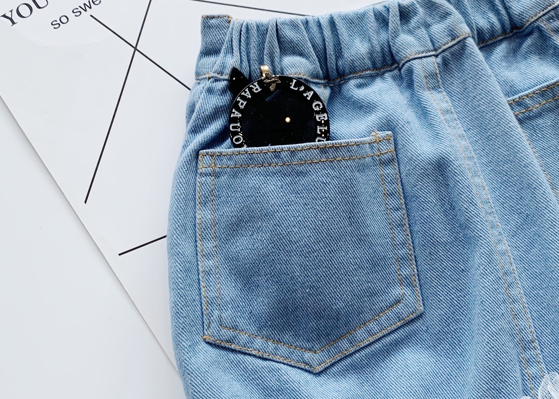 1-6Y Summer Infant Baby Girls Sweet Skirts Blue Denim Lace Straight Mini Skirts Outfits