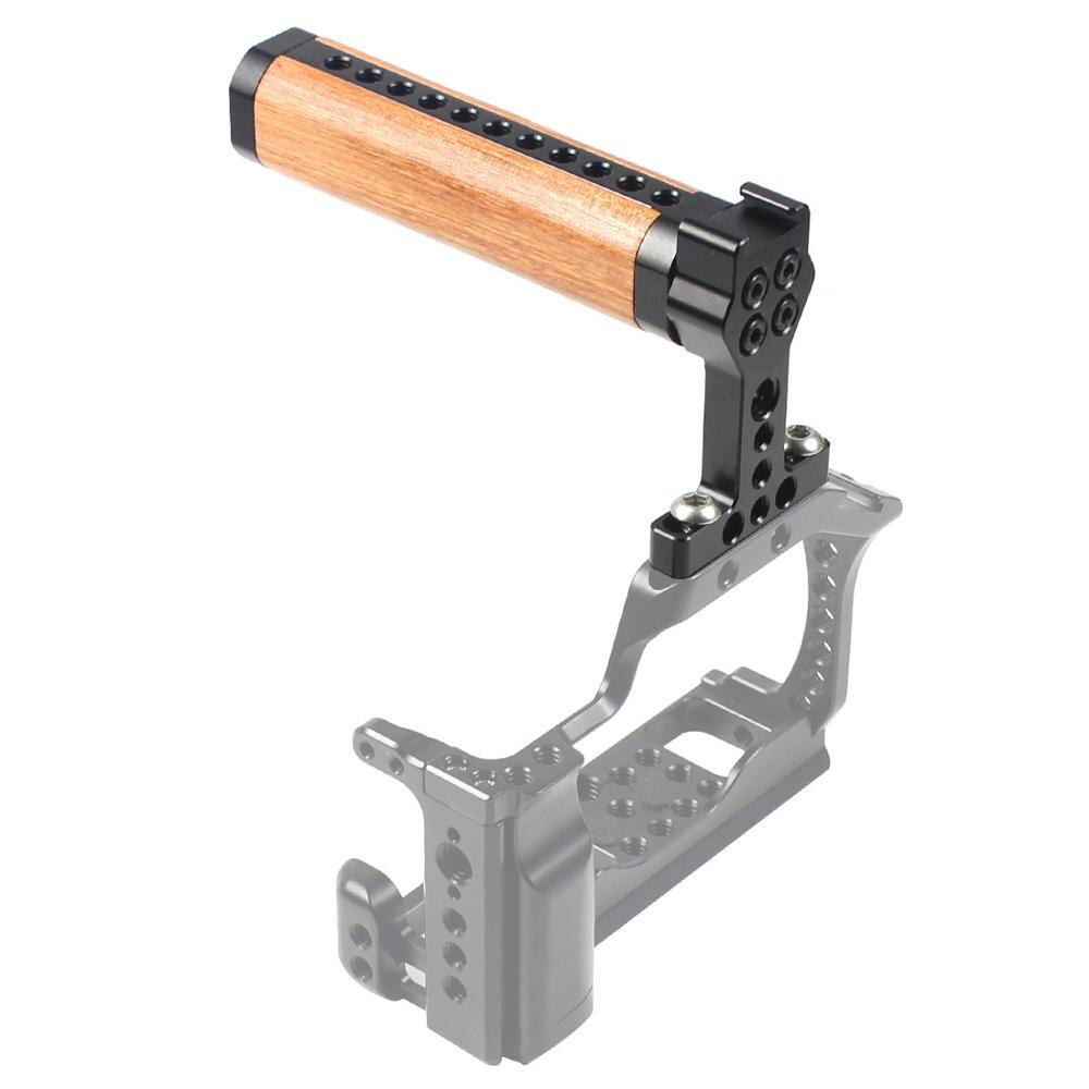 Poignée en bois pour appareil photo, pour GH5 5DMARK III SLR, Cage en bois, poignée supérieure avec support de chaussure froide, adaptateur de vis 1/4 "3/8"