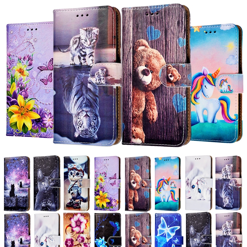 Leder Flip Fall Für Alcatel 3X Fall Gedruckt Zurück Abdeckung Für Alcatel 3X 5061A 5061K Fundas Coque abdeckung Capa