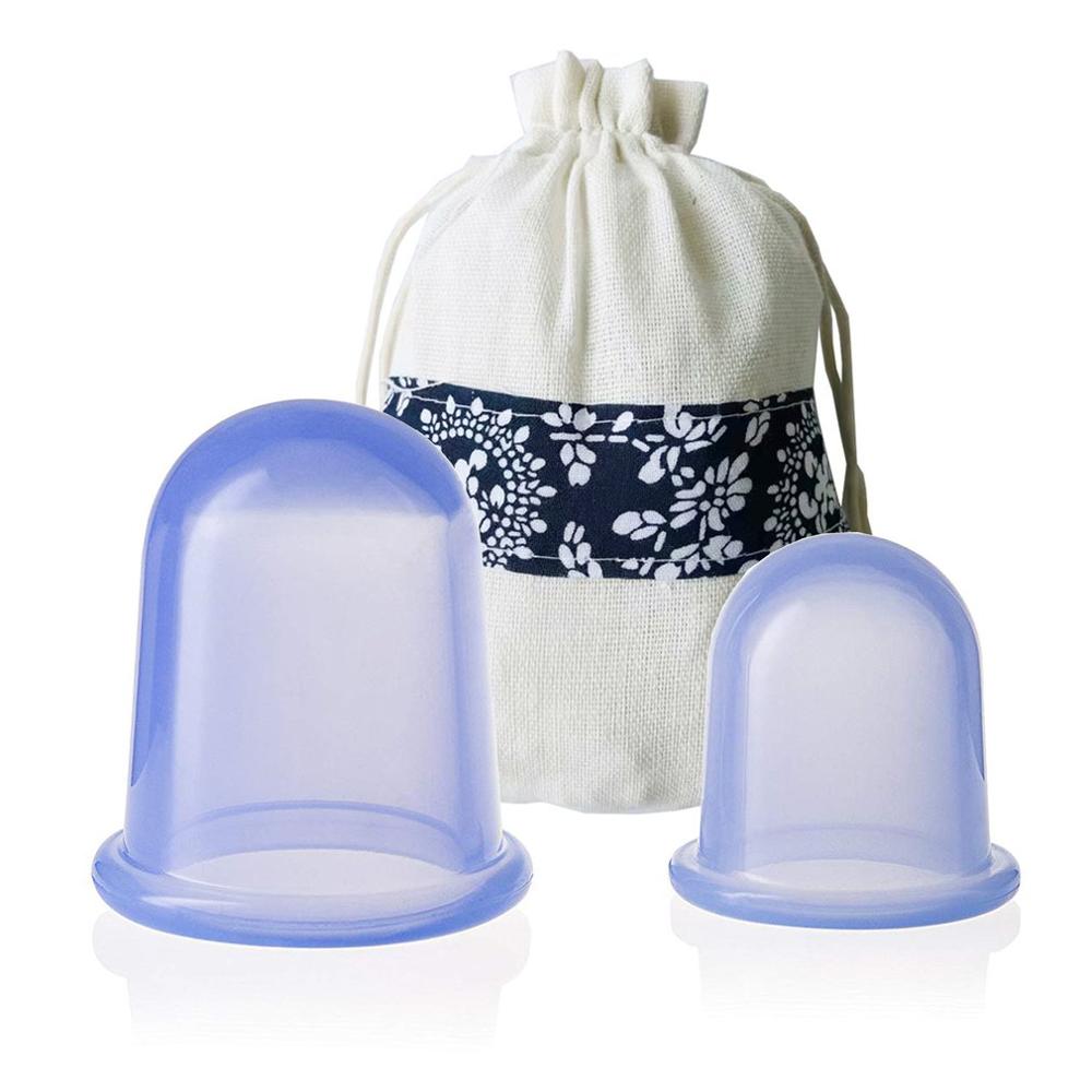 2 Stuks Set Blauw Vacuüm Siliconen Cupping Body Massage Helper Anti Cellulite Cups Familie Gezondheidszorg Massage Gezicht Hals