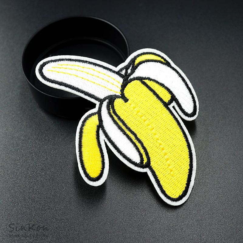 Banaan (Size:6.8X8.5cm) geborduurde Patch Voor Kleding Ijzer Op Naaien Applique Leuke Patch Stof Kleding Schoenen Tassen Diy Decoratie