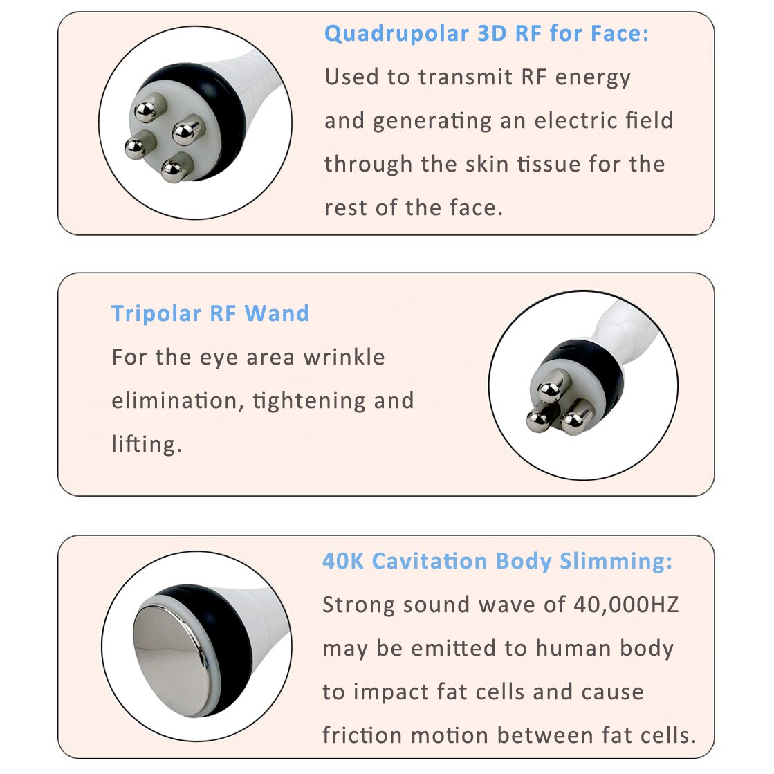 40KHz Ultrasonic Cavitation RF Replacement 0.9cm Replace Wands Female Plug Nozzle Weight Loss Beauty Machine