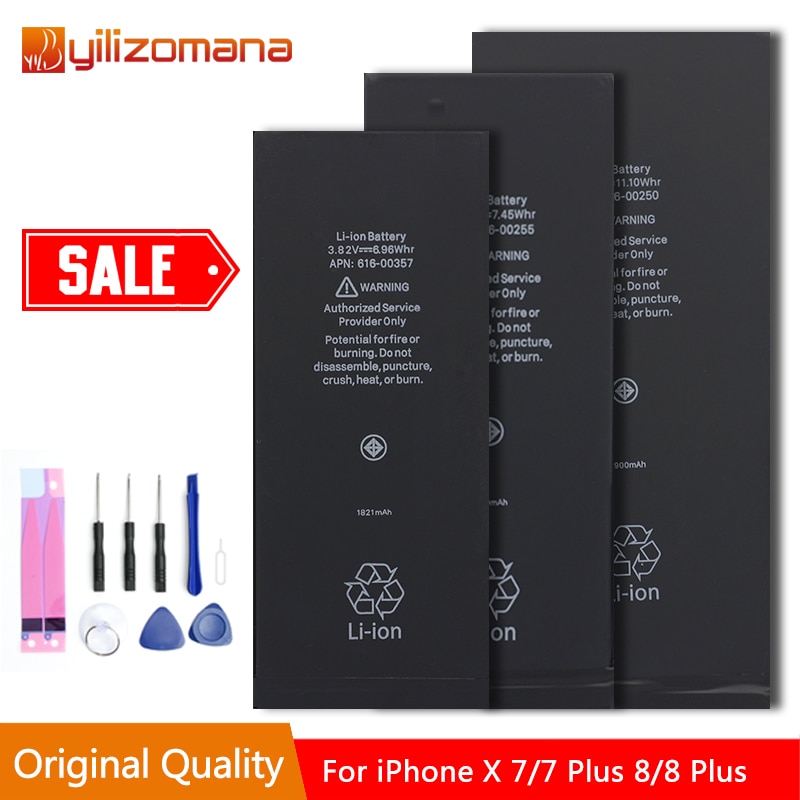 Yilozomana Originele Capaciteit Telefoon Batterij Voor Iphone X 7/7 Plus 8/8 Plus Vervanging Batterijen Gratis Tools retail Pakket