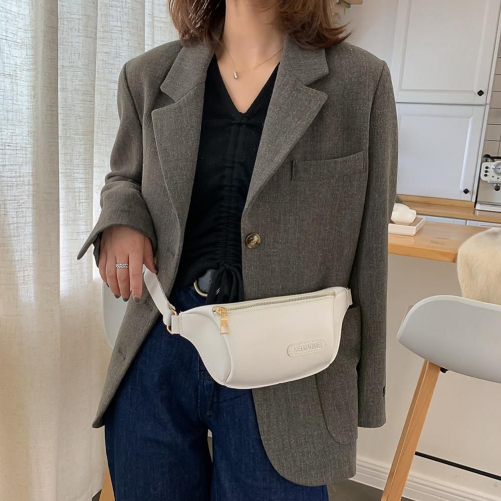 Couleur unie Fanny poitrine Pack réglable large sangle en cuir PU taille Pack pochette rétro femmes épaule sac à bandoulière taille sac