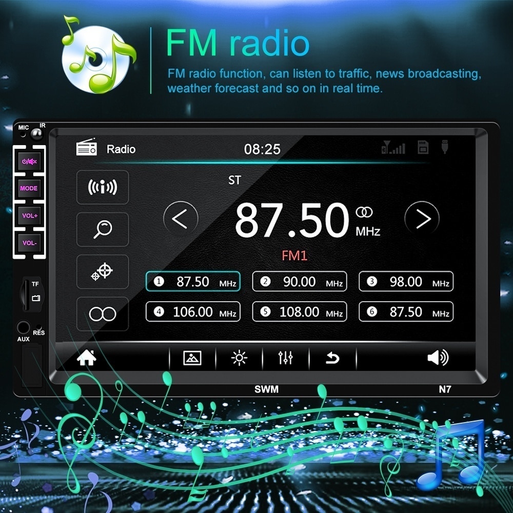 Autoradio 7" Double 2 DIN Head Unit Car Stereo MP5 Player Touch Screen Radio FM/USB/AUX