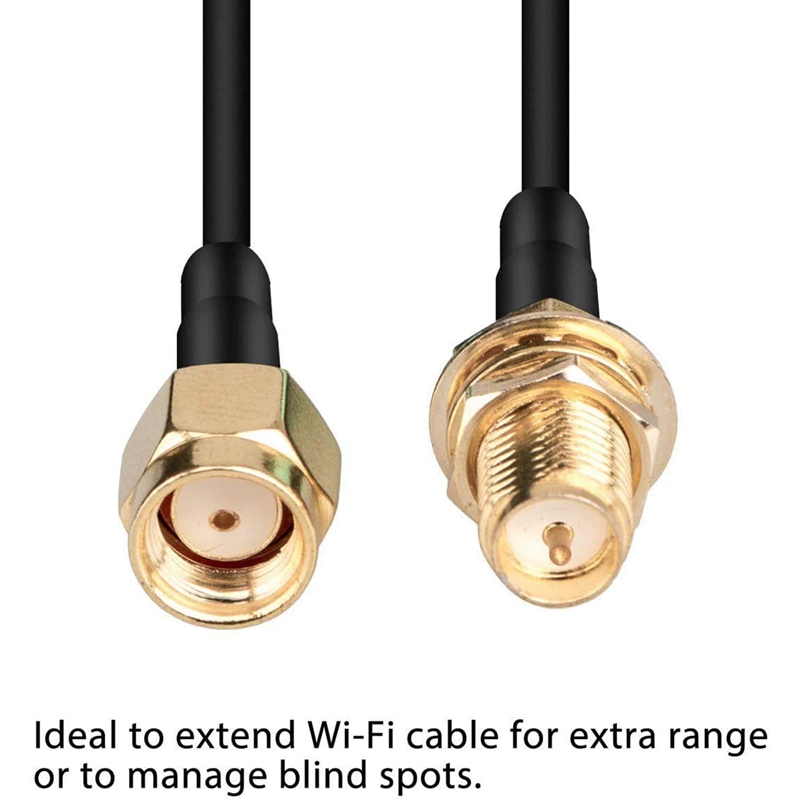 5-Pack 10Ft WiFi Antenna Extension Coaxial Cable RP-SMA Male to RP-SMA Female for WiFi LAN WAN Router Bridge Antenna
