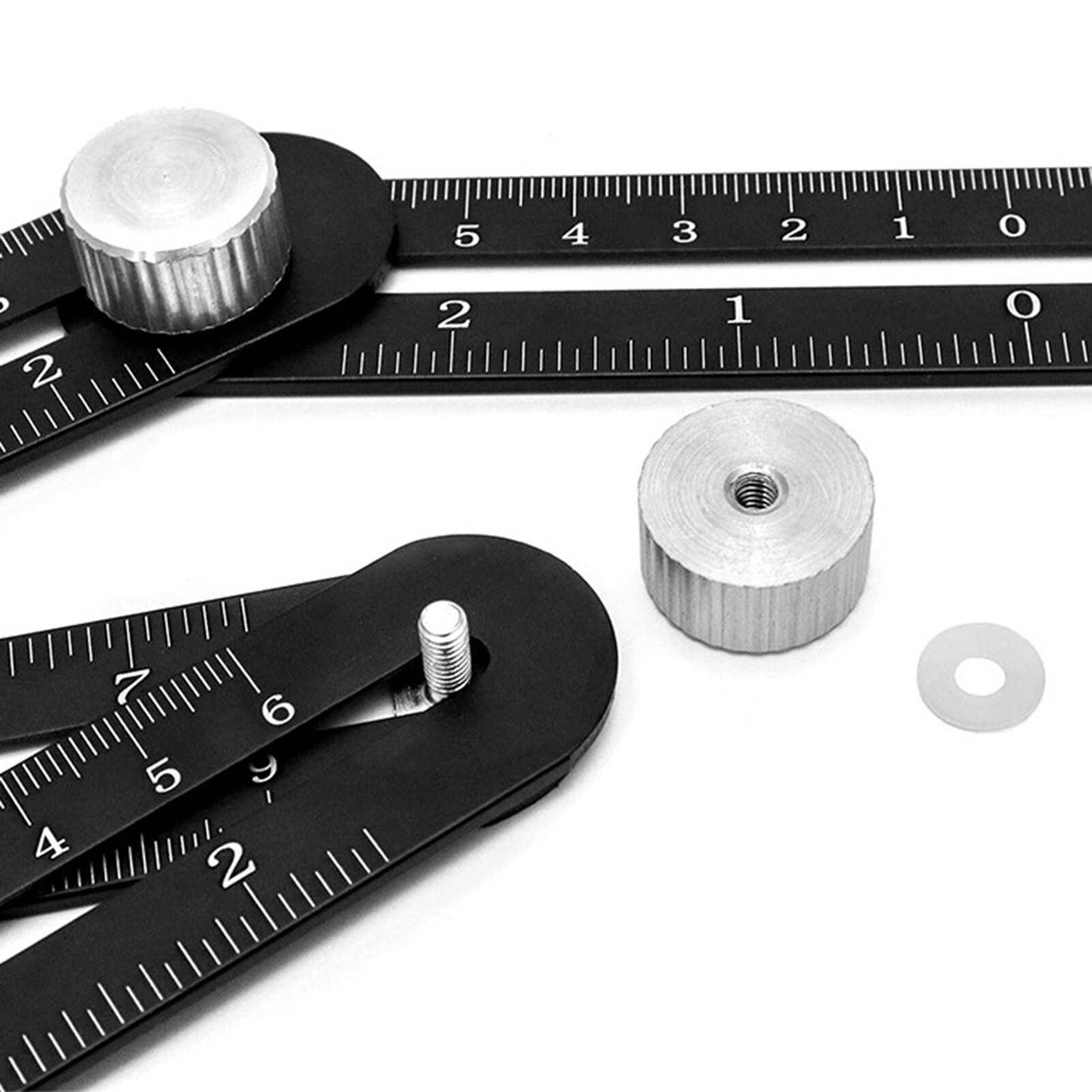 6-Fold Ruler Multi Angle Adjustable Tile Hole Locator 6-sides Template Tool Protractors Drill Guide Tile Hole Measuring Ruler