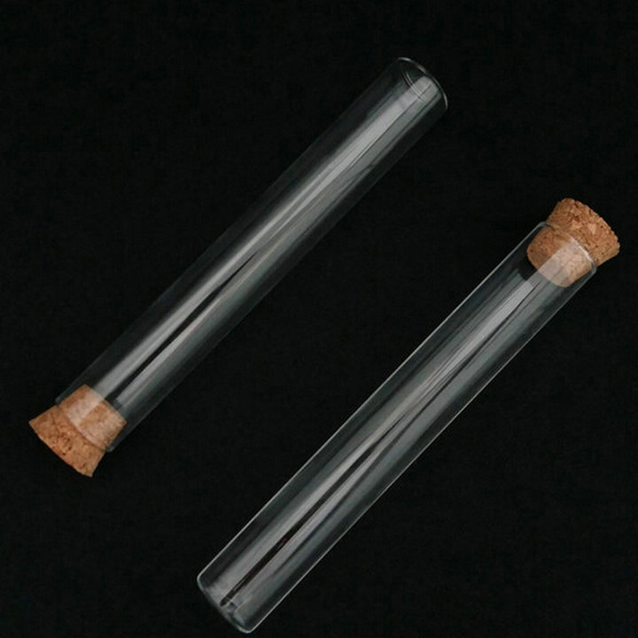 12 stks/partij Vlakke bodem Glazen Reageerbuis met kurk voor soorten experiment Lengte 65/75/90 /100/120mm