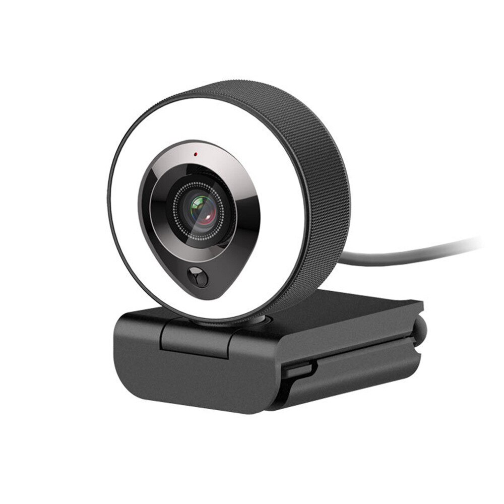 Webcam 1080p Built-in Ring Light 3-Gear Light Conference Video Autofocus Computer HD Camera With Noise-cancelling Microphones
