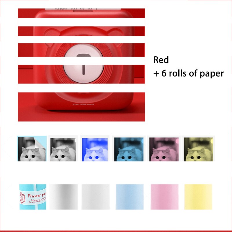 Draagbare Thermische Bluetooth Printer: Red 6-Roll Paper