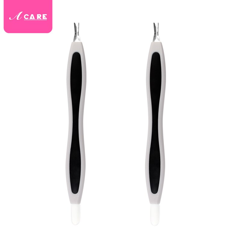 2 pçs empurrador de cutícula rosa macio manicure vara de borracha pressão caneta haste dead skin fork peeling faca trimmer removedor de unhas: gray and black x2