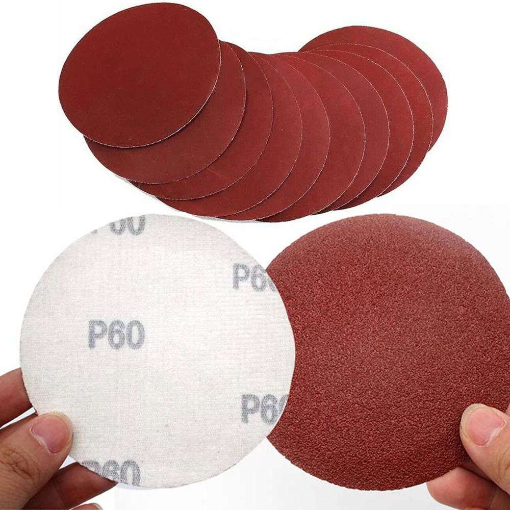 50PCS 5 inch 125MM Round Sandpaper Disc Sander Disc 40/60/80/120/150 Grit Hook and Loop Sanding Grinding Disc Polish