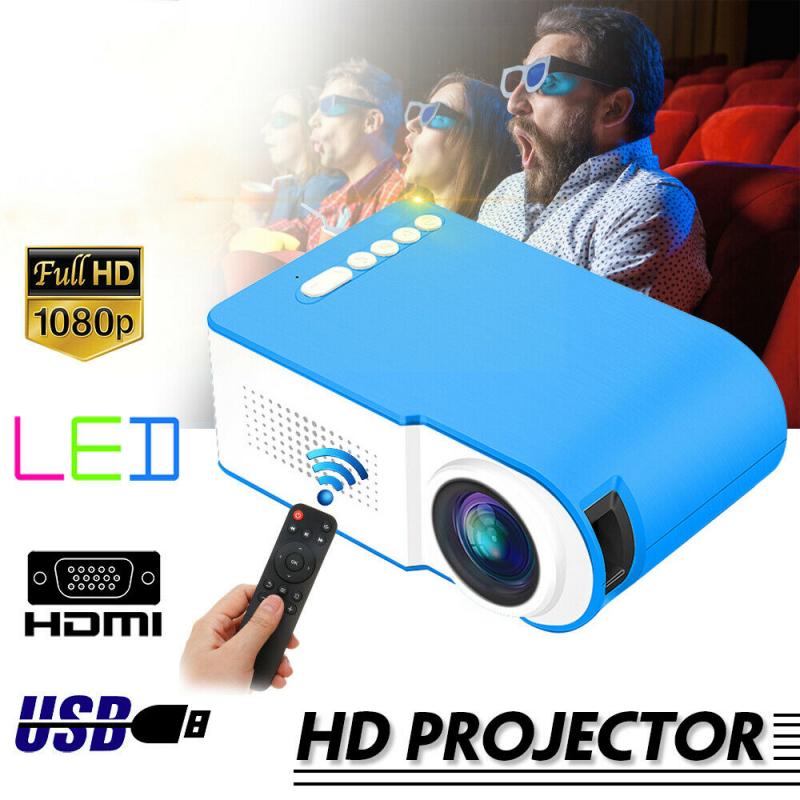 1pc White/blue Portable 1080P Mini LED 3D Projector Home Cinema Theater Video Multimedia USB Projector Built-in Stereo Speakers
