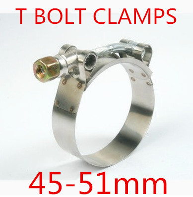 10 unids/lote 45-51mm T abrazaderas de tornillo Turbo de acoplador de manguera de acero inoxidable