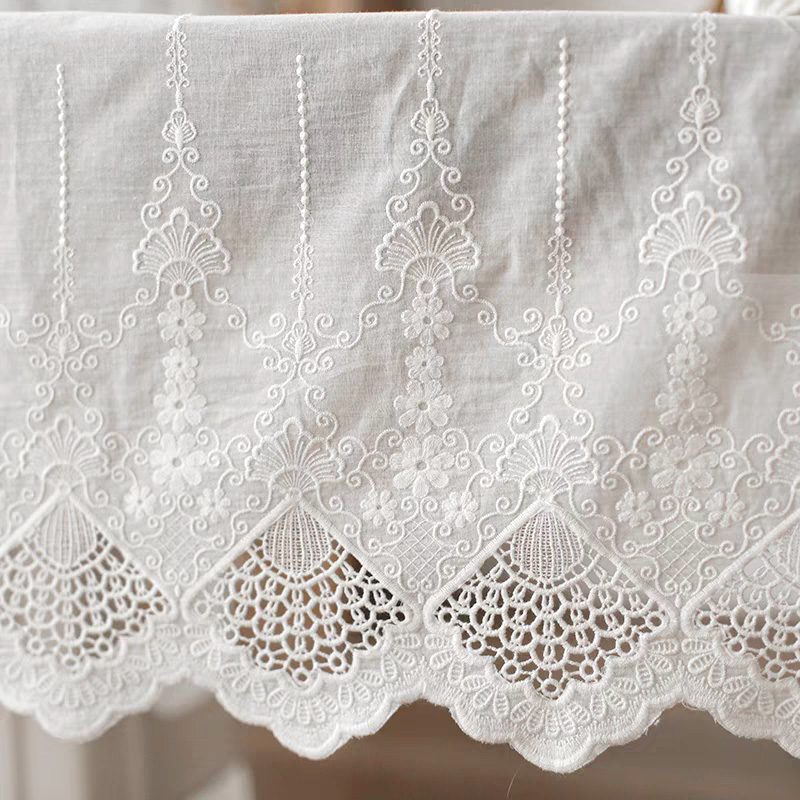 1 yard witte geborduurde kledingstof kant 48cm holle borduurstof kledingrok DIY naaiaccessoires