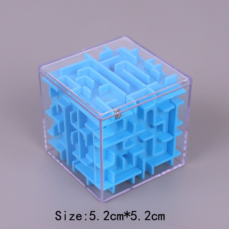 Speelgoed Voor Tieners 3D Doolhof Magische Kubus Puzzel Transparante Zeskantige Speed Cube Rollende Bal Game Cubos Doolhof Kinderen educatief: Blue 5.2CM