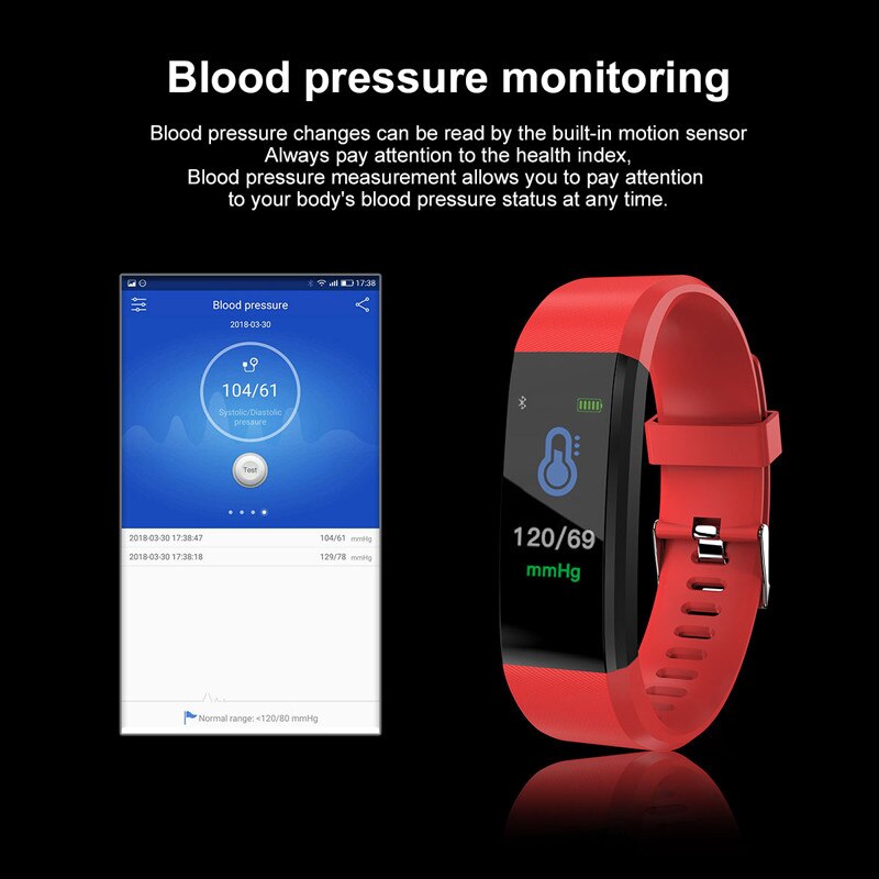 115plus Smart Uhr Männer Frauen Herz Rate Monitor Blutdruck Fitness Tracker Smartwatch Sport Uhr für ios android + BOX