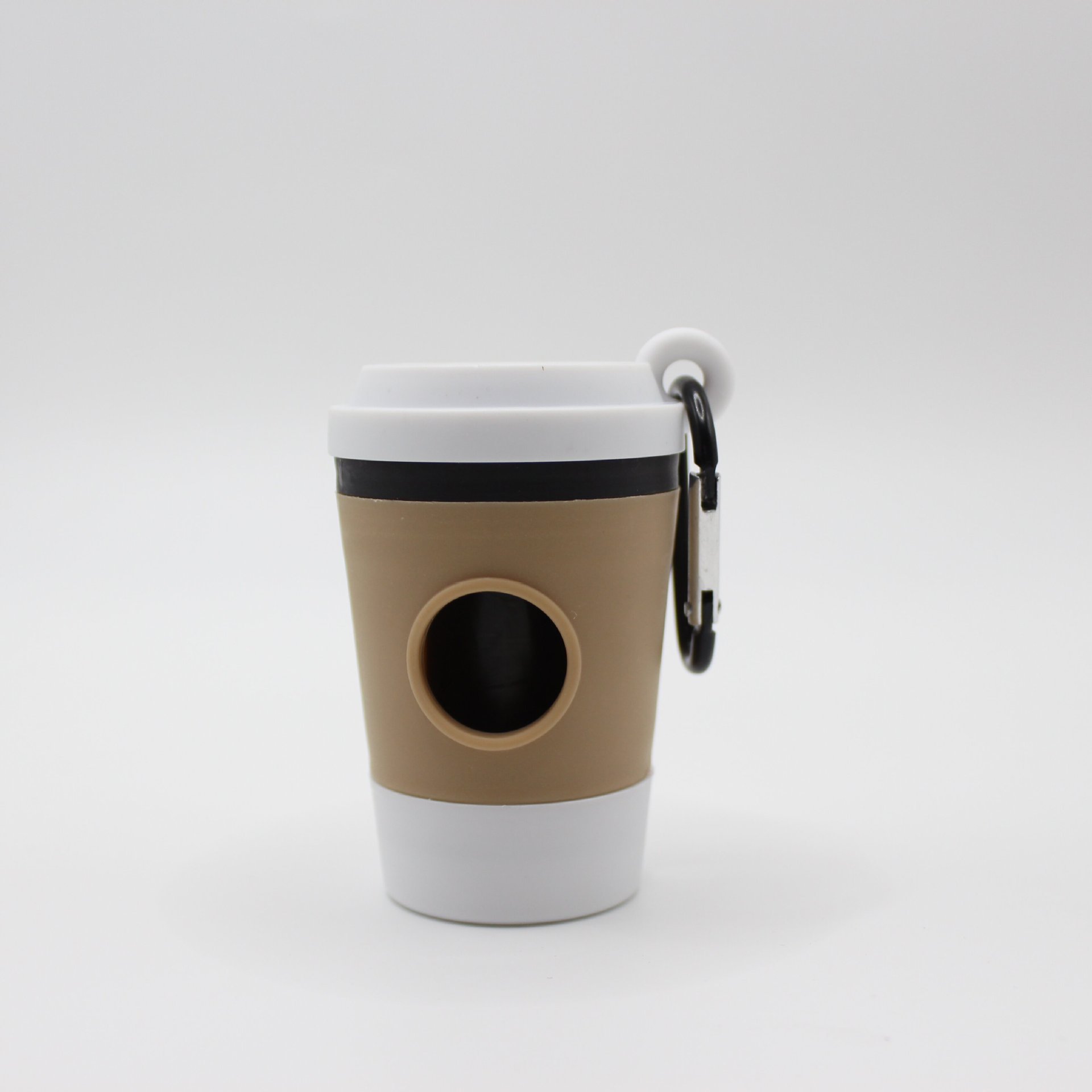 Coffee Cup Pet Garbage Bag Dispenser, Portable Outdoor Dog Walking Toilet Picking Garbage Bag Storage: WHITE