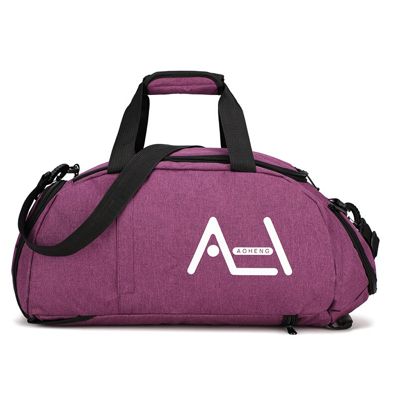 Scione, bolsos multifuncionales de viaje para deportes, bolso cruzado grande para hombre y mujer, Maleta de lona, mochila informal a la con zapatos para exteriores: Purple