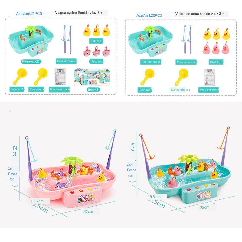 Children's Educational Fishing Toy Water Electric Rotating Magnet Summer Playing Water Interactive Game Toy Set Outdoor Toy