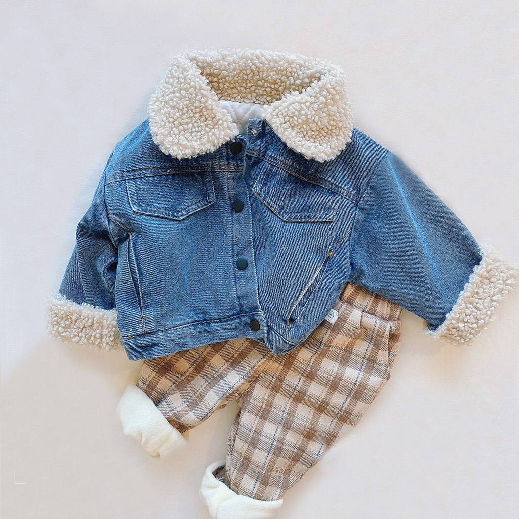 Kurtka zimowa dla dziewczynek chłopcy jesień zagęścić dżinsy płaszcz odzież dziecięca ciepła moda dziecięce kurtki jeansowe 1-6Y