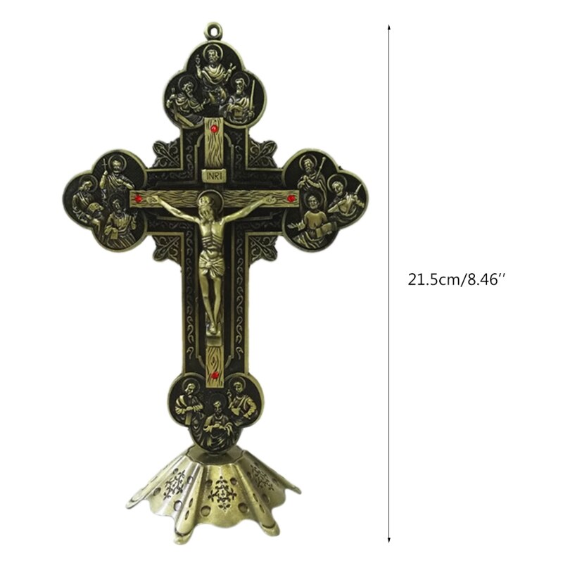 Kerk Relikwieën Jezus Op De Stand Cross Muur Kruisbeeld Home Decor Tafel Beeldjes QX2E