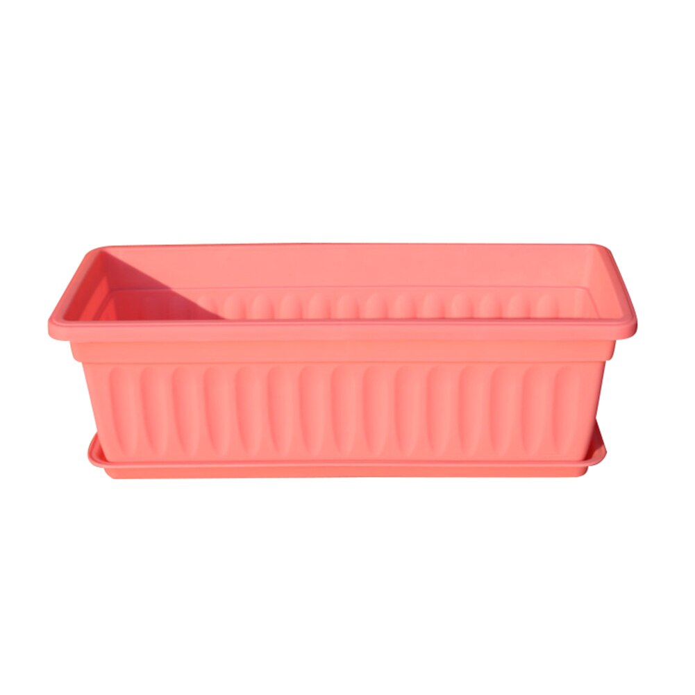 3Pcs Balcony Garden Rectangular Vegetable Flower Planter Resin Box Planting Pot with raised pot feet and 6 drainage: Pink 50x21x14cm