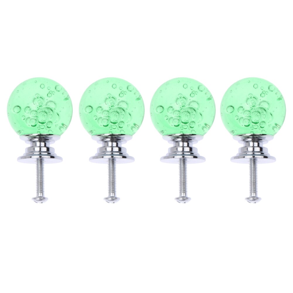 4 Set Single Hole Silver Base Lade Knop Bubble Bal Kast Lade Deurklink Met Schroeven Voor Home Office (wit, 1 Schroef, 4: Green