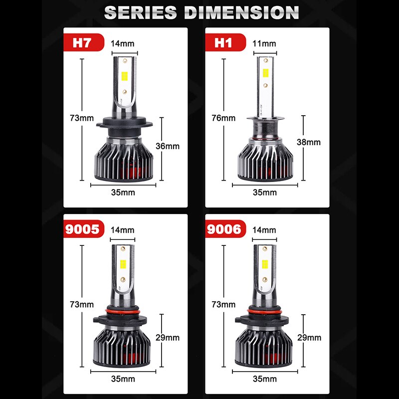 Bullvision H11 H7 9005 9006 HB3 HB4 LED H8 H9 Car Headlight Bulbs CSP Chip H4 H1 Lights 6000K 12V