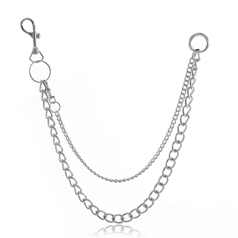 2 Layer Metal Silver Color Belt Chain Rock Punk Style Hip-hop Pants Chain Waist Belt Unisex Trouser Accessories Good